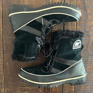 SOREL Tivoli Black Suede Insulated Faux Fur Ankle Snow Winter Boots Women's 8